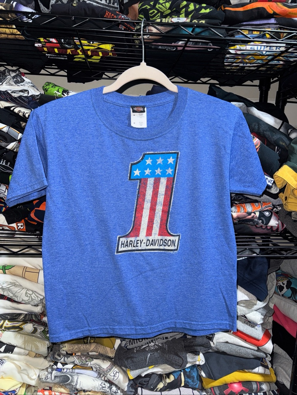 Y2K Harley Davidson Kids #1 Pennsylvania Blue Shirt Size Medium